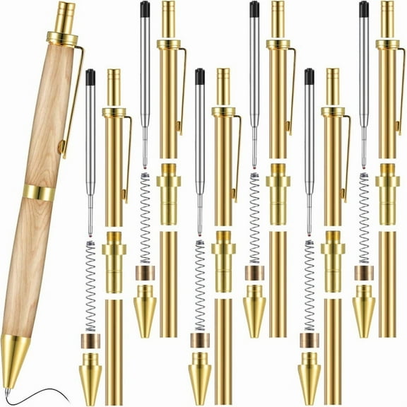 6 Piece Retractable Pen Kit for Wood Turning 8mm Click Pen Kit with Refills Lathe Turning Supplies for Pen Making Wood