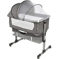 thumbnail image 1 of Lit de Voyage 3 en 1 pour Bébé Lit de Bébé avec Moustiquaire Respirante Lit de Chevet Berceau de Chevet Berceaux, Lit Portable Réglable avec Moustiquaire et Matelas Détachables, Gris Foncé, 1 of 9