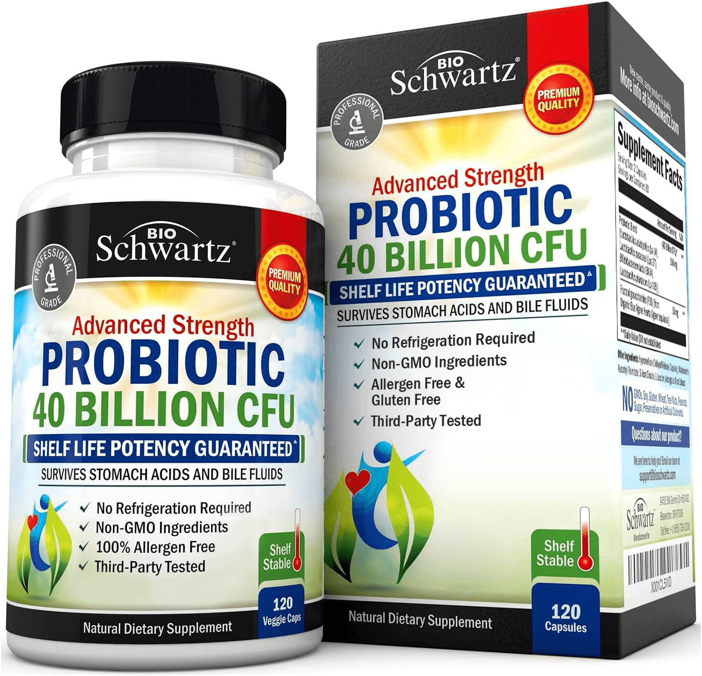 Bioschwartz Daily Probiotic Supplement 40 Billion CFU, 120 Ct