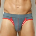 thumbnail image 2 of Afuyipoi Men Comforts Brief,Mesh Hollowed Breathable Color Block Soft Underpant Gray L, 2 of 4