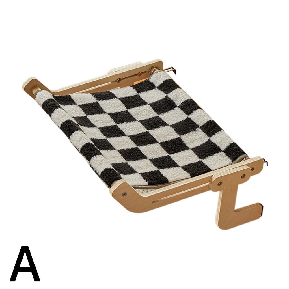 Adjustable Cat Window Perch Hammock with Wooden Board and Cotton Linen Fabric for Multiple Scenarios