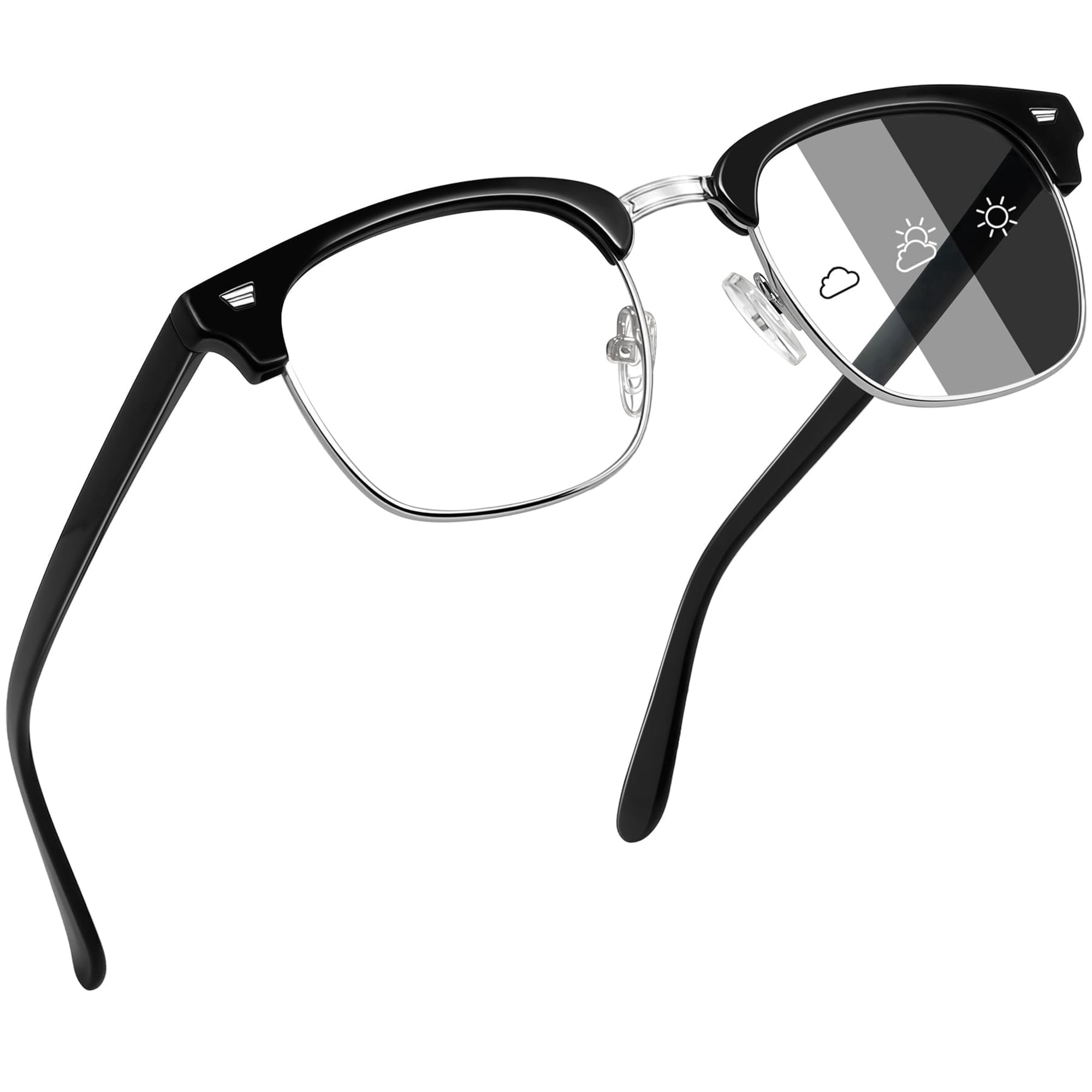 Joopin Photochromic Blue Light Blocking Glasses Semi-rimless Computer Gaming TV Glasses for Men Women UV400 Protection
