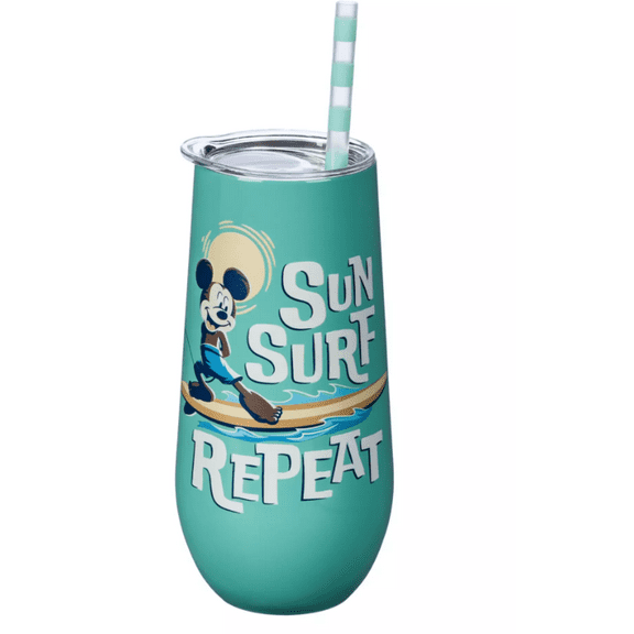 Disney Parks Mickey Mouse Summer Fun Stainless Steel Tumbler Straw New With Tag