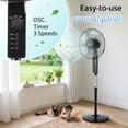 thumbnail image 4 of Ktaxon 16" Pedestal Fan with Remote for Bedroom, Living Room, Office, Adjustable Height, Dual-Layered Blades, 3 Speeds, 3 Modes, Timer, Tilt Head,Black, 4 of 9
