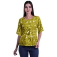 thumbnail image 1 of Moomaya Haut Col Rond Imprimé pour Femme Blouse Manches Coude Tunique Formelle Wear, 1 of 5