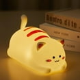 thumbnail image 1 of Luz de noche de gato para niños, linda luz de noche de silicona con 2 niveles de brillo, lámpara recargable kawaii para dormitorio, niñas y niños, bebés, guardería, regalos, tiempo de 15/30/60 minutos, 1 of 5