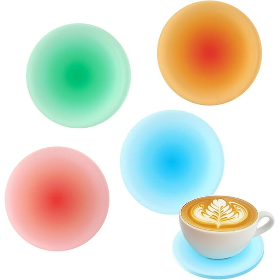 Drink Coasters Colorful Acrylic Coaster Set 4 Pcs, 3.8 Inch Round Non-Slip Table Coaster Coasters for Coffee Table Desktop Protection