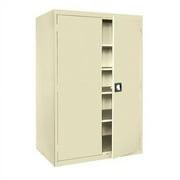 Sandusky Lee 46"W x 24"D x 78"H 5-Shelf Freestanding Steel Storage Cabinet with Recessed Handle, Putty
