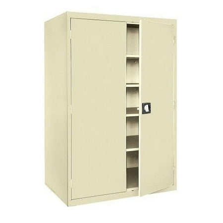 Sandusky Lee 46"W x 24"D x 78"H 5-Shelf Freestanding Steel Storage Cabinet with Recessed Handle, Putty