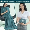 thumbnail image 2 of PAVILIA Soft Compact Travel Blanket and Pillow, Foldable Airplane Blanket in Bag, Lightweight Portable Flight Blanket Set with Luggage Strap, Camping Plane Car Home Office Gift Accessories, Teal Blue, 2 of 8