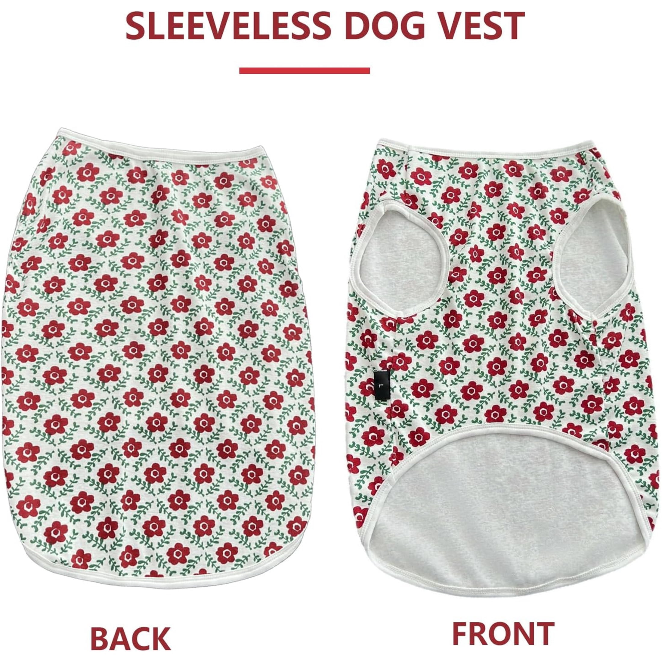 UOSIA Floral Dog Shirts for Medium & Large Dogs Girl Cotton Pet Vest T-Shirts Sun Protection Clothes for Spring Summer