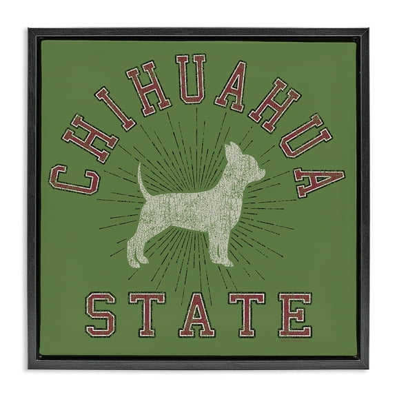 Stupell Industries Vintage Chihuahua State Novelty & Humor Painting Black Floater Framed Canvas Art Print Wall Art, 18 x 18