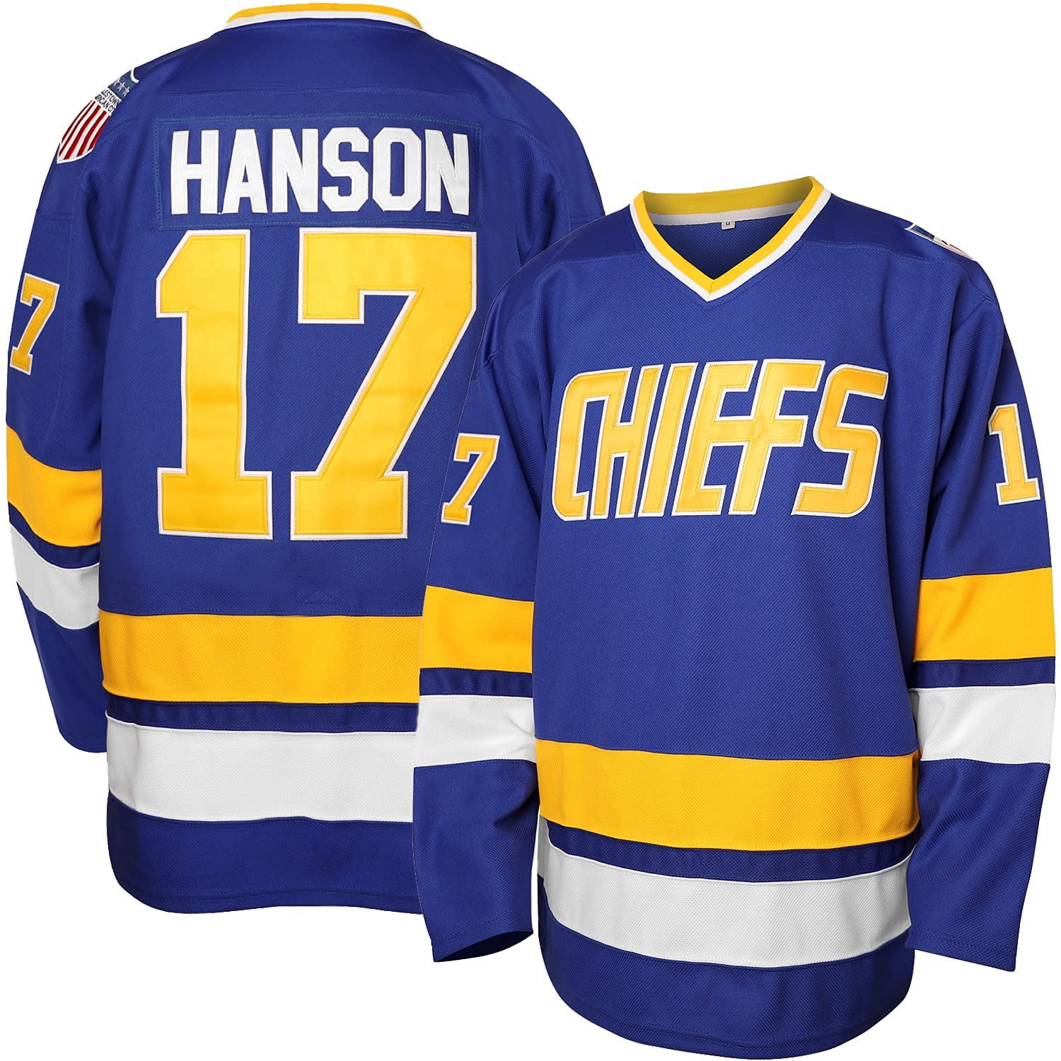  Hanson Brothers Charlestown Chiefs 16 Jack 17 Steve 18 Jeff  Slap Shot Movie Ice Hockey Jersey (16 White, Small) : Clothing, Shoes &  Jewelry