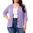 thumbnail image 2 of BUIGTTKLOP Plus Size Cardigans for Women Button down 3/4 Length Sleeve V Neck Comfy Lightweight Jackets, 2 of 8