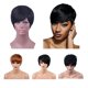 thumbnail image 4 of Pelucas Cortas Rectas O de Moda Peluca de Corte Pixie de Cabello para Mujeres Negras con Flequillo Lateral Negro / color, 4 of 9