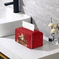 thumbnail image 2 of Psesaysky Tissue Box Cover PU Leather Car Tissue Holder Rectangular Waterproof Facial Paper Organizer Dispenser for Bathroom, Vanity Countertop, Tabletop, Christmas Santa Dachshund, 2 of 7