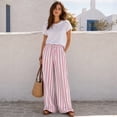 thumbnail image 6 of Lumtrix Women's Wide Leg Palazzo Pants Dressy Casual Striped Y2K Baggy Trousers High Waisted Lounge Slacks with Pockets Pink M, 6 of 8
