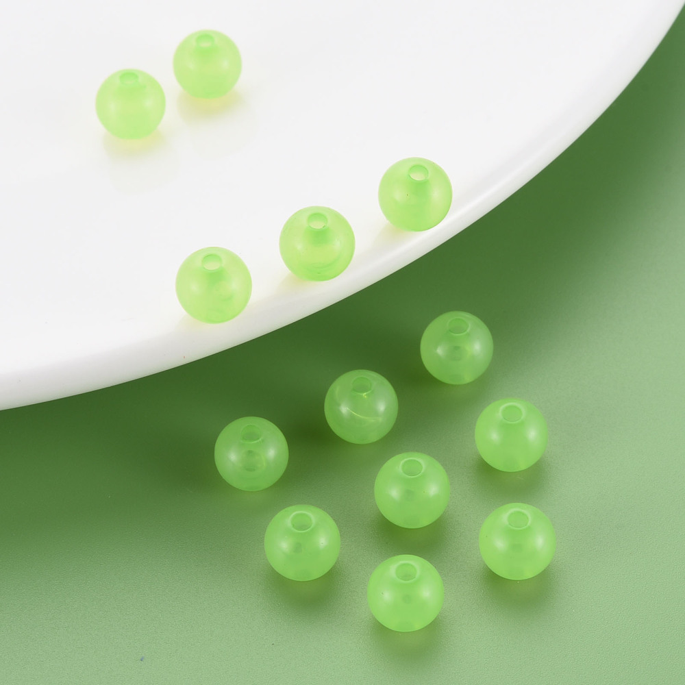 Imitation Jelly Acrylic Beads Round Light Green 8x7.5mm Hole: 1.8mm 1745pcs/500g