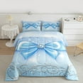 thumbnail image 2 of Manfei Cartoon Blue Ribbon Full Size Comforter Sets, Princess Bowknot Bow Bedding Comforter Set, Teen Boy Girl Kid Reversible Bedding Sets, Super Cozy Room Decor, 3-Piece, 2 of 8