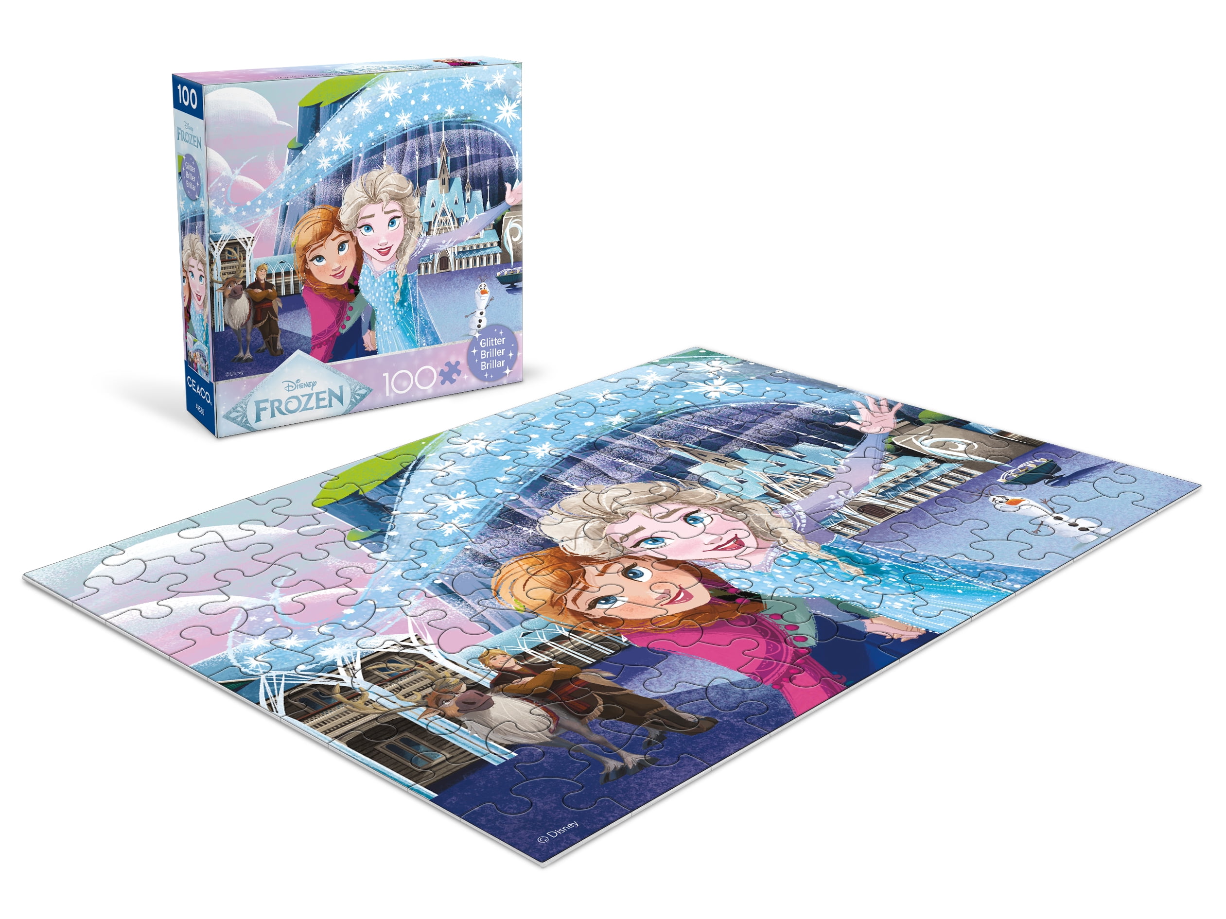 Ceaco Disney Sparkling Sisters Glitter 100-Piece Interlocking Jigsaw Puzzle for Children Ages 6+
