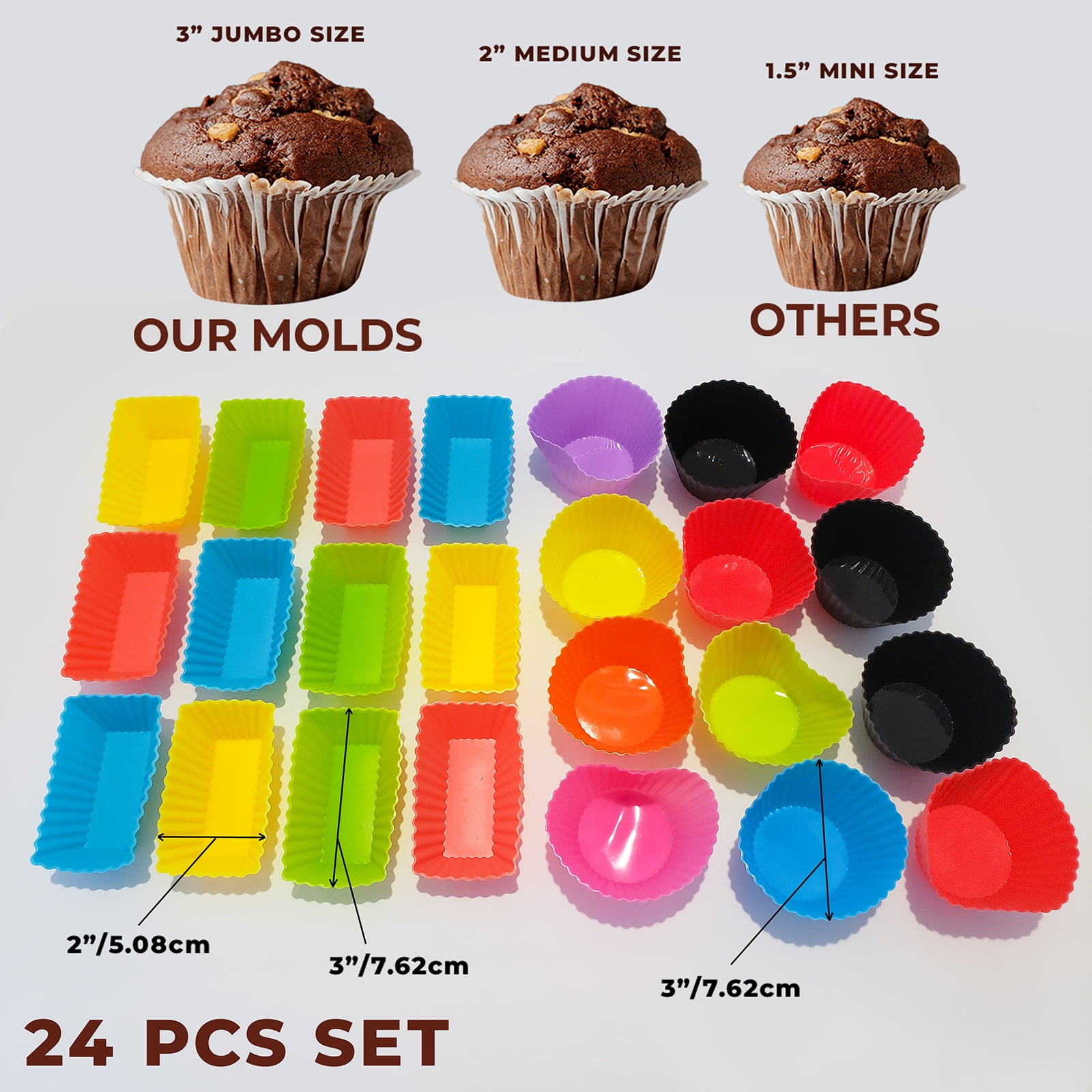  Aichoof 3.6 inch Jumbo Muffin Pan 6 Cups, Silicone Muffin Pan  Set of 2 Gray, Muffin Pans For Baking Nonstick, Muffin Tin BPA Free, Large  Muffin Pan Dishwasher Safe: Home & Kitchen