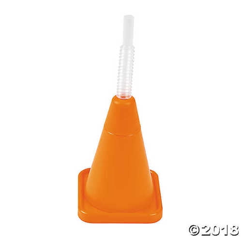 Construction Cone Molded Cups with Straws
