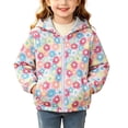 thumbnail image 2 of Zpanxa Girls Winter Coats Girls Rainbow Floral Print Fleece Lined Hooded Windbreaker Kids Lightweight Warm Transition Jacket, 2 of 9