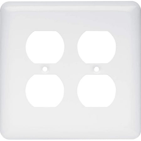 

W10250-W-C Stamped Round Double Duplex Wall Plate/Switch Plate/Cover White