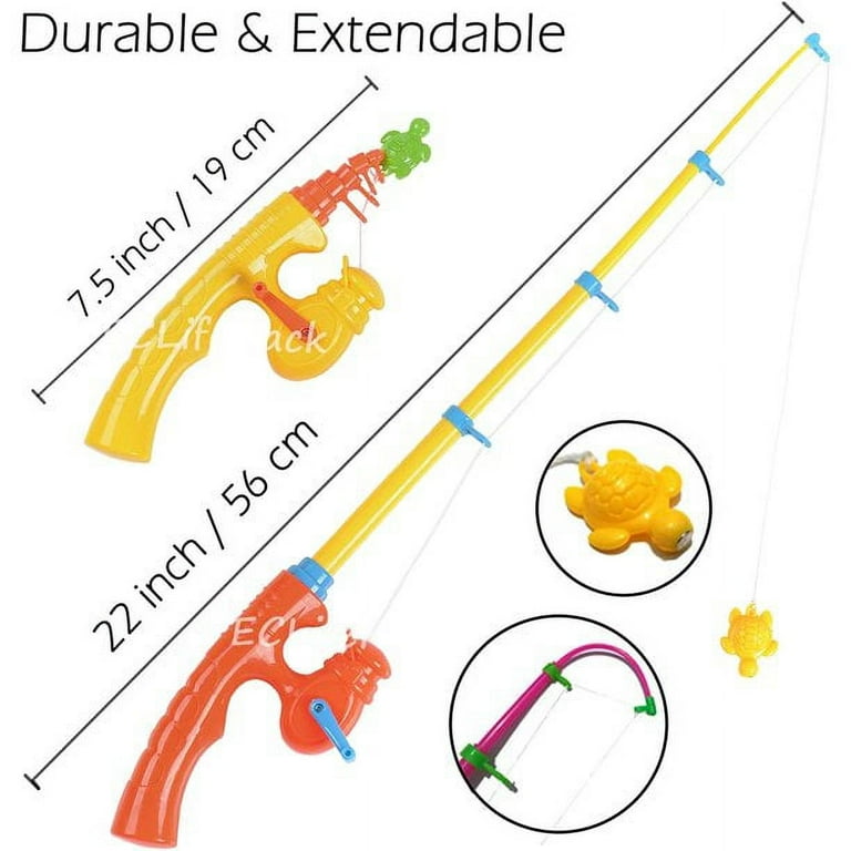 Kids Magnetic Fishing Pool Toys Game - Water Table Bathtub Party Toy with Pole Rod Net Floating Fish Toddler Color Ocean Animals