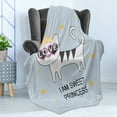 thumbnail image 4 of I am a Princess Soft Flannel Fleece Throw Blanket, Princess Cat with Heart Shaped Glasses Love Royal Animal Character, Cozy Plush for Indoor and Outdoor Use, 50" x 70", Multicolor, by Ambesonne, 4 of 5