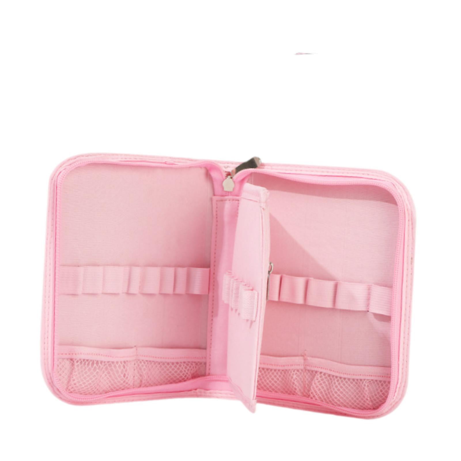 S SERENABLE Crochet Hook Case Organizer Bag Storage Zipper Pouch Portable Polyester Double Layer Design for Storing Crochet Hooks And Knitting Accessories Suitabl Pink