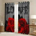 thumbnail image 2 of Red Rose 30%-50% Blackout Curtains 42"Wx63"L Red Black Valentine'S Day Window Curtains Women Men Couple,Romantic Floral Window Curtains Rustic Farmhouse Window Treatments 2 Panels Grey, 2 of 6