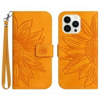 TECH CIRCLE iPhone 14 Pro Max Wallet Case for Women with Credit Card Holders, Sunflower Flip PU Leather Kickstand Shockproof Protective Strap Cover for iPhone 14 Pro Max 6.7 inch 2022,Yellow