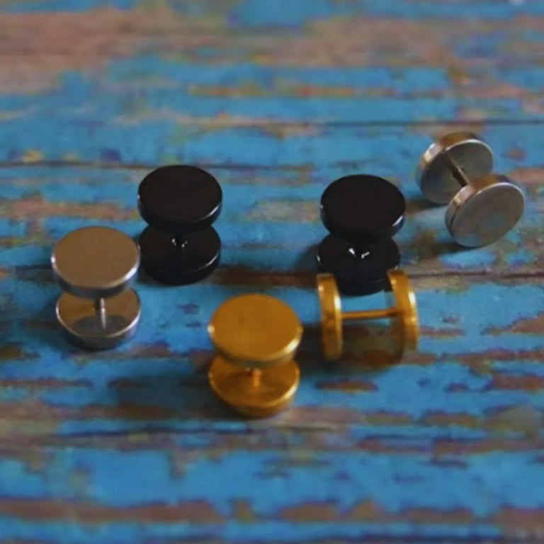 Maya s Grace Round Barbell Stainless Steel Flat Minimalist Stud Earrings