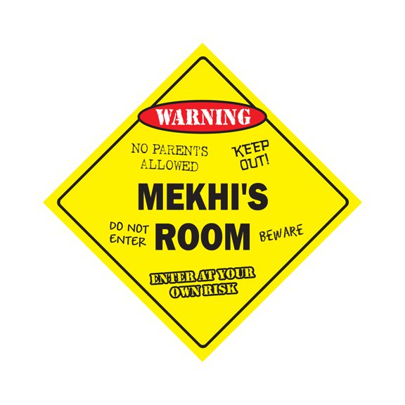 Mekhi's Room Sign Crossing Zone Xing | Indoor/Outdoor | 14" Tall kids bedroom decor door children's name boy girl