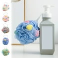 thumbnail image 1 of Toalla de flechar de flores de baño coreano - Paquete de 4 fregadores de malla con lazo, paño exfoliante de 12x12cm en blanco, gris, verde, azul, 1 of 6