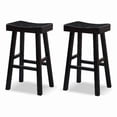 thumbnail image 2 of Furniture of America Quyra Solid Wood Indoor Saddle 30.5-inch Bar Stools, Black (Set of 2), 2 of 5