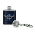 thumbnail image 2 of Nordic Viking Warrior Helmet with Horns Stainless Steel 1oz Mini Flask Key Chain, 2 of 3