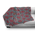 thumbnail image 2 of Ethnic Soft Flannel Fleece Throw Blanket, Illustration of Oriental Cosmos Paisley Ottoman Elements, Cozy Plush for Indoor and Outdoor Use, 70" x 90", Teal Orange and Magenta, by Ambesonne, 2 of 5