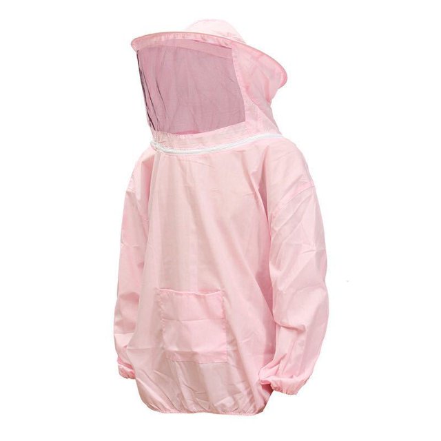 (Rosa) Mono de apicultura con velo redondeado desmontable, traje de chaqueta de apicultor Protección completa para apicultor profesional unisex