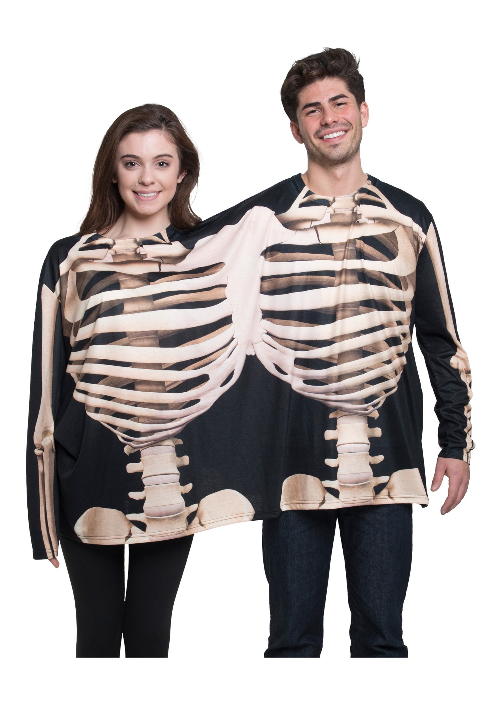 skeleton 2 person long sleeve tee