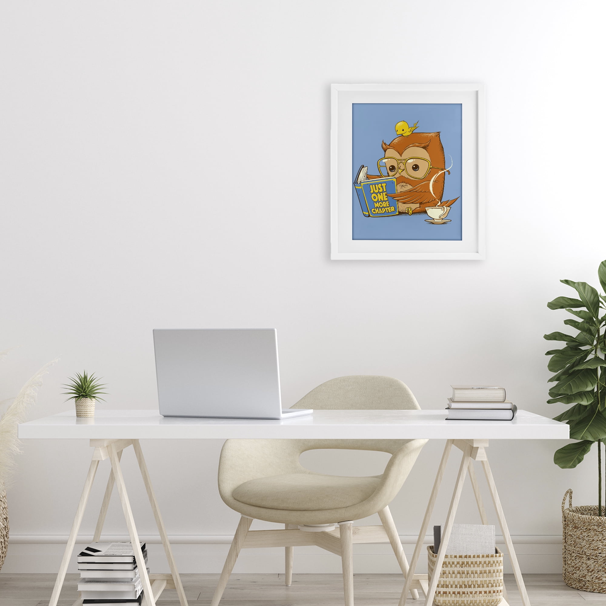 Stupell Industries One More Chapter Owl White Framed Print Under Glass, design by Tobe Fonseca