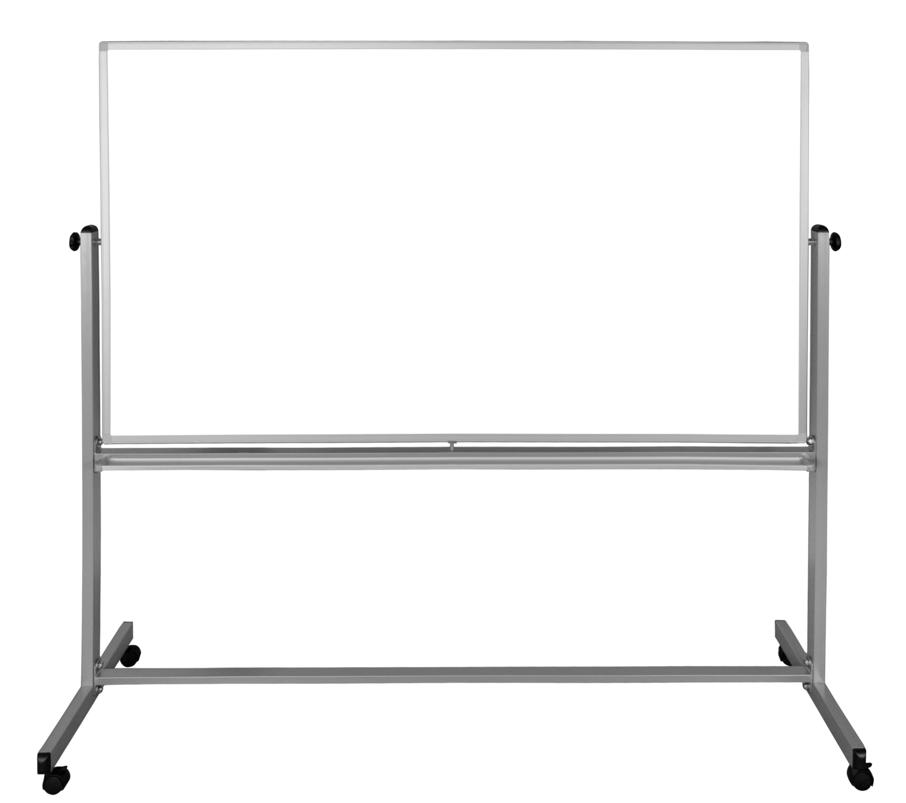 Luxor Rolling Whiteboard, 72" x 48", Silver Aluminum Frame