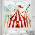 thumbnail image 1 of Circus Tapestry, Circus Stripes Sunshines Through Cloudy Sky Traditional Performing Arts Theme, Fabric Wall Hanging Decor for Bedroom Living Room Dorm, 5 Sizes, Blue White Red, by Ambesonne, 1 of 9
