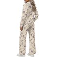 thumbnail image 3 of Purple Floral Beige 2 Piece Sweatsuit Outfits for Women Half Zip Stand Collar Pullover Wide Leg Pants with Pockets Soft Fall Winter Lounge Set Casual Travel Airport Clothing, S, 3 of 9