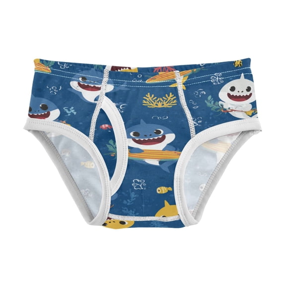 Cotton Triangle Briefs 2T-8Y, Comfortable Breathable Safety Standard Toddler & Little Kids Underwear Shark Playtime Vibes