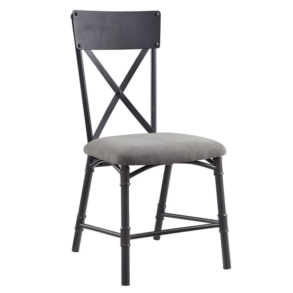 JERFIT Modern Dining Chairs Set of 2, Upholstered Fabric Side Chairs with X-Back Design for Kitchen, Dining Room, Gray and Black Finish