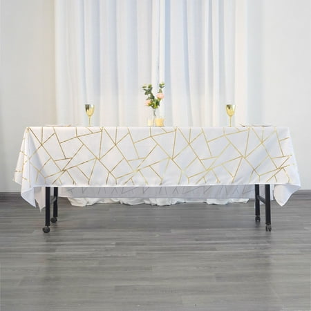 

Efavormart 60 X102 White Polyester Rectangular Tablecloth With Gold Foil Geometric Pattern - Perfect for Wedding Party Event Home Décor Special Occasions Banquet and Decoration - Modish Flair