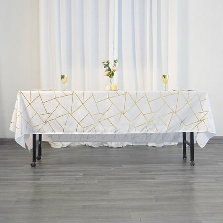 

Efavormart 60 X102 White Polyester Rectangular Tablecloth With Gold Foil Geometric Pattern - Perfect for Wedding Party Event Home Décor Special Occasions Banquet and Decoration - Modish Flair