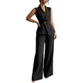 thumbnail image 2 of GILIGEGE Women 2 Piece Suit Set,Pant Suits for Women,Sleeveless Blazer Vest Wide Leg Pantsuit Sets,Two Piece Outfit Professional Office Work Pantsuits Set,Business Casual Blazer Sets Black L, 2 of 4